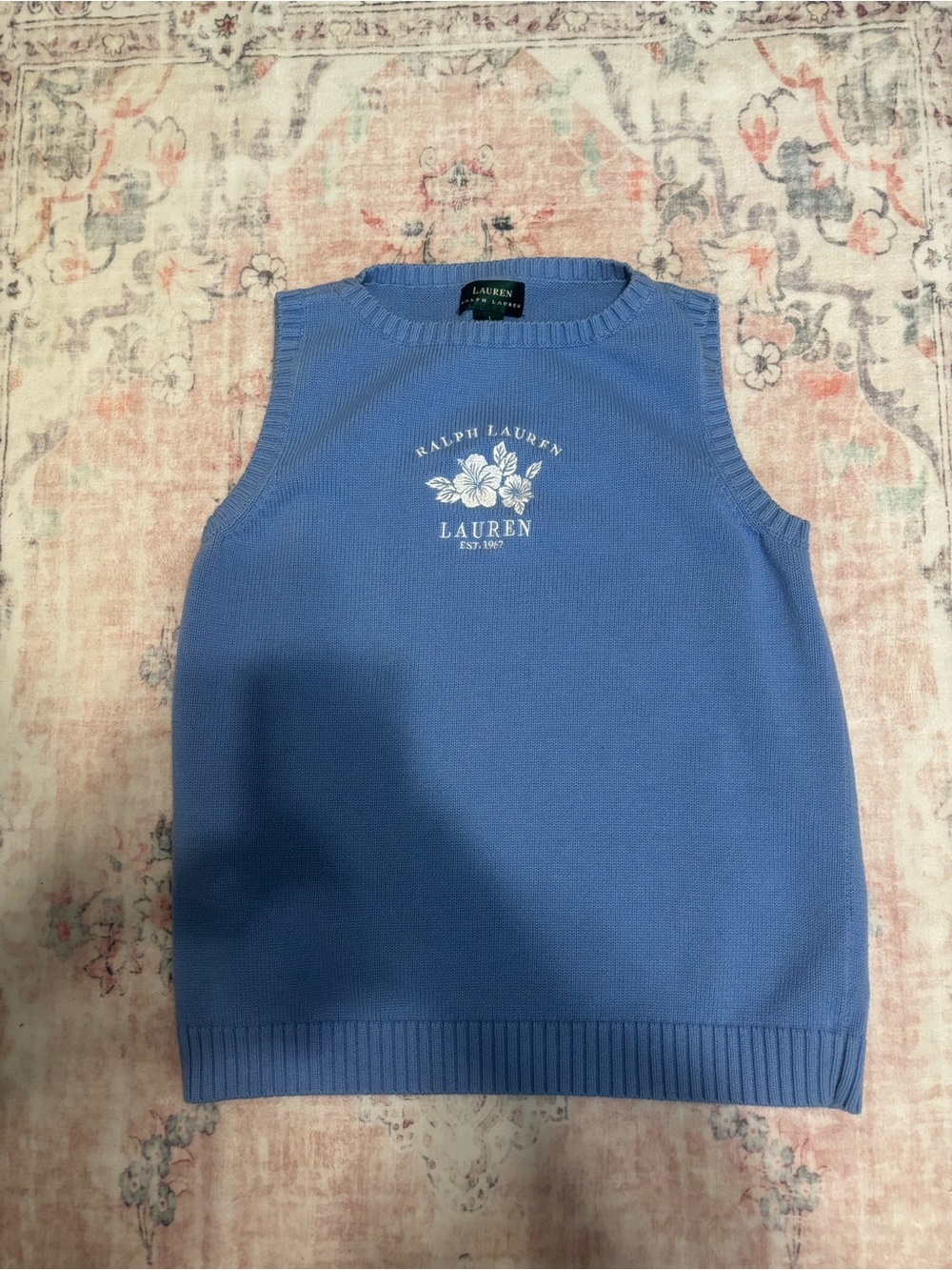 Ralph Lauren Periwinkle Crewneck Knit Sleeveless Top